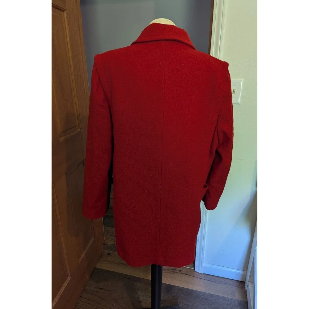 Vintage Shari Love Red Wool Blend Double Breasted‎ Coat Classic Pocket Winter